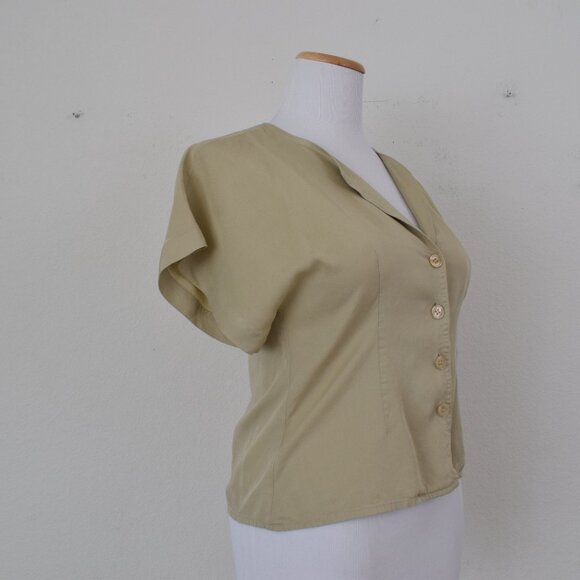 Vintage 90s Fitted Rayon Blouse by KENAR size 6 - Picture 2 of 11